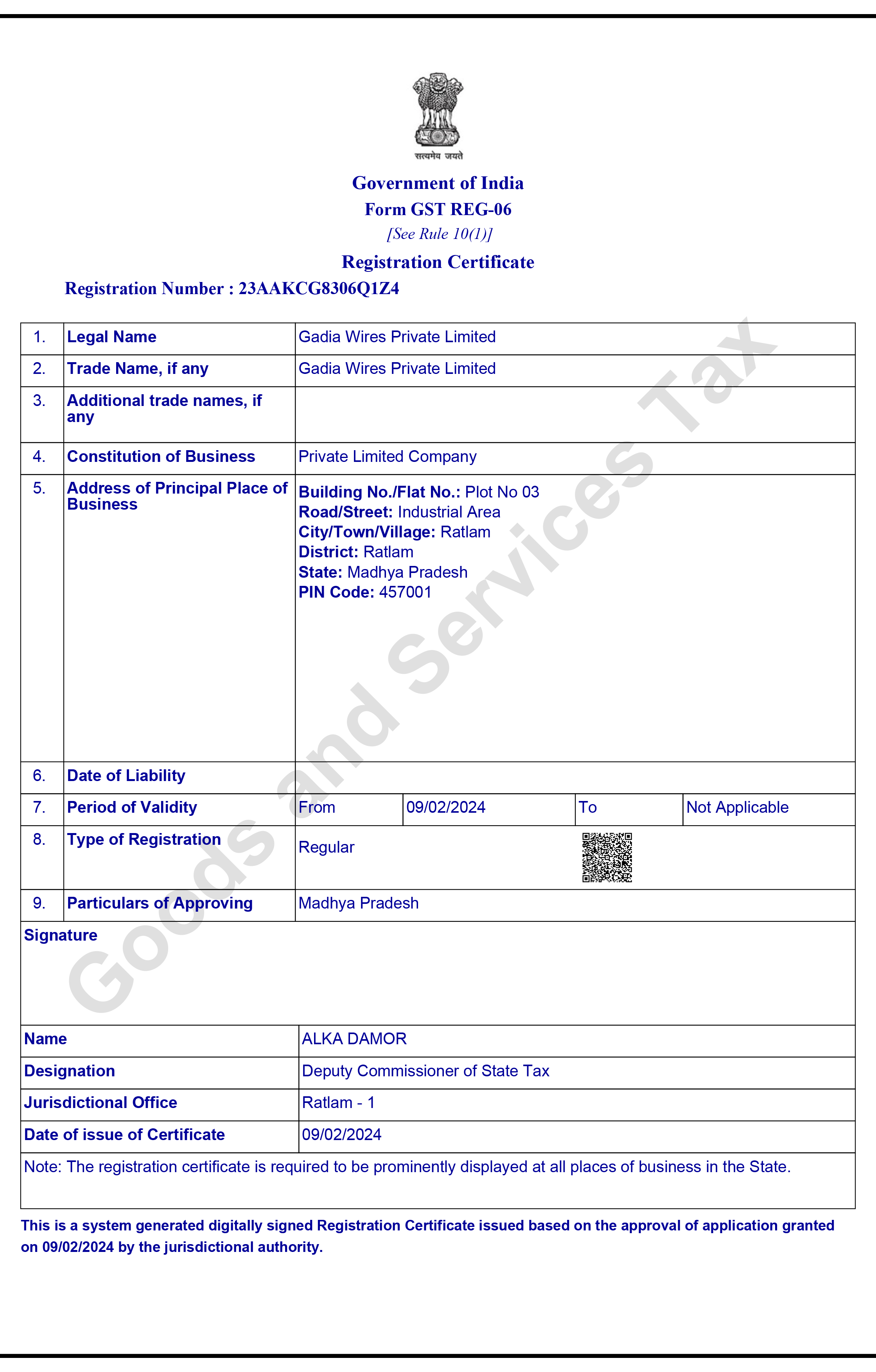 GWPL GST Registration